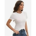 thumbnail image 2 of Women's Slim Fit Short Sleeve Crew Neck T-Shirt - Summer Casual Basic Tee Top, 2 of 4