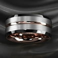 thumbnail image 6 of Tungsten Rings for Men Wedding Bands for Him 8mm Silver Brushed Rose Gold, 6 of 8