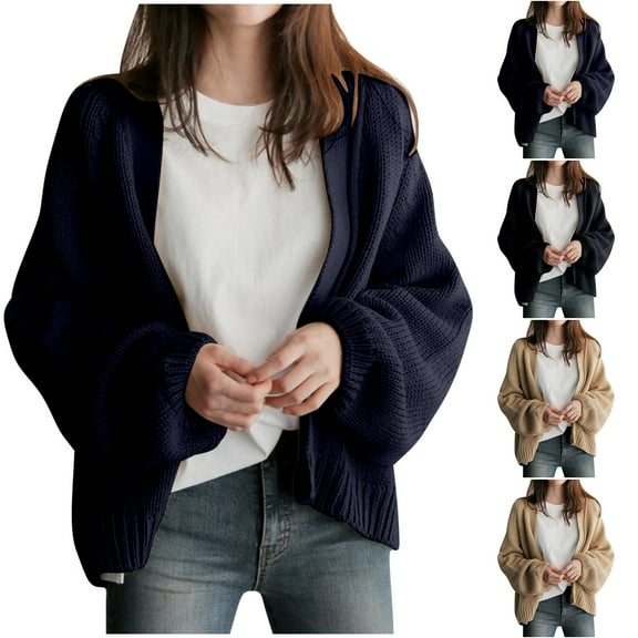 Antinious Cardigan Sweaters for Women Casual Loose Long Sleeve Solid Knit Outerwear Coat,Women Winter Sweater Coat,Womens Trench Coat,Khaki,Free Size