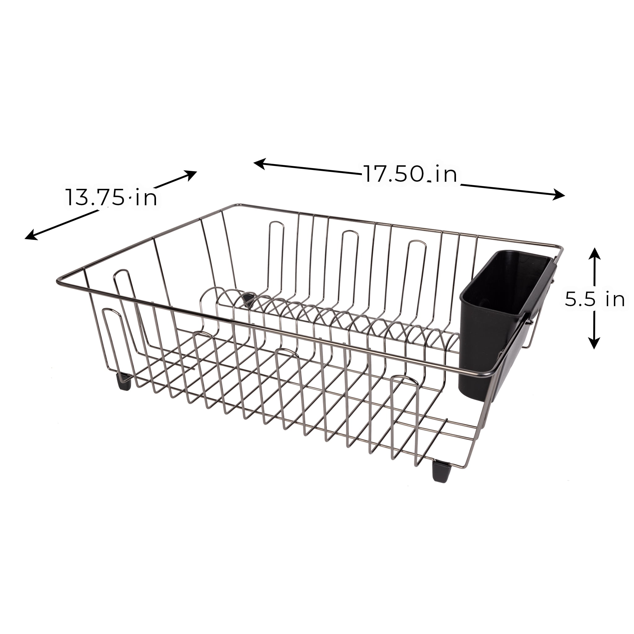 (6 pack) Mainstays Large Wire Dish Rack Black/Chrome - 17.5" x 13.75" x 5.5"