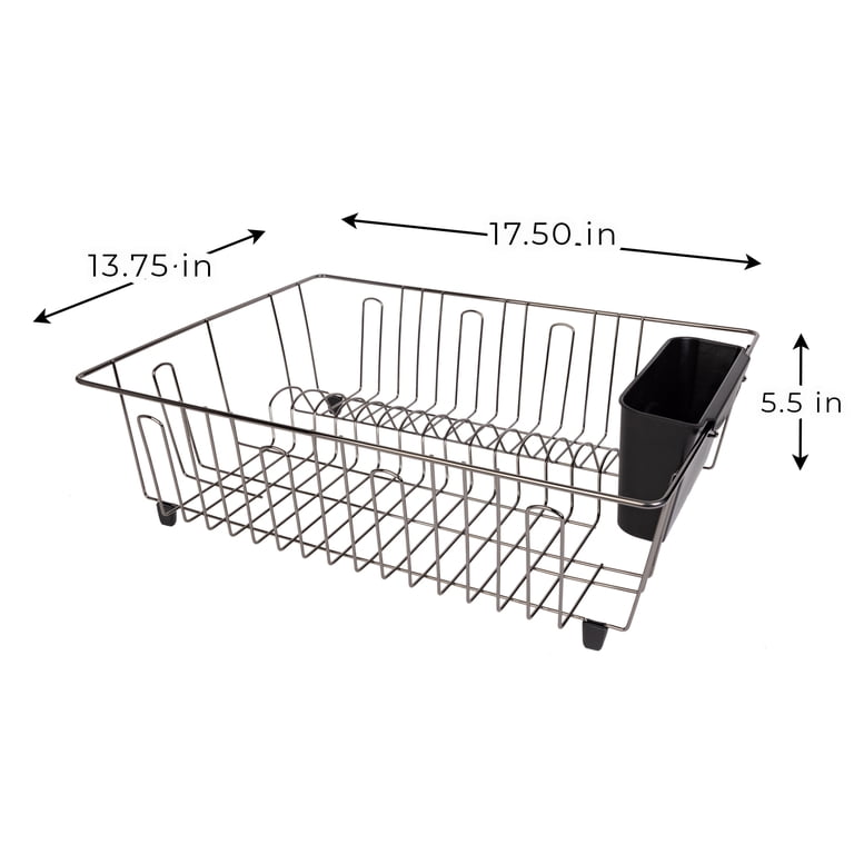 Mainstays Large Wire Dish Rack, Black and Chrome photo 4