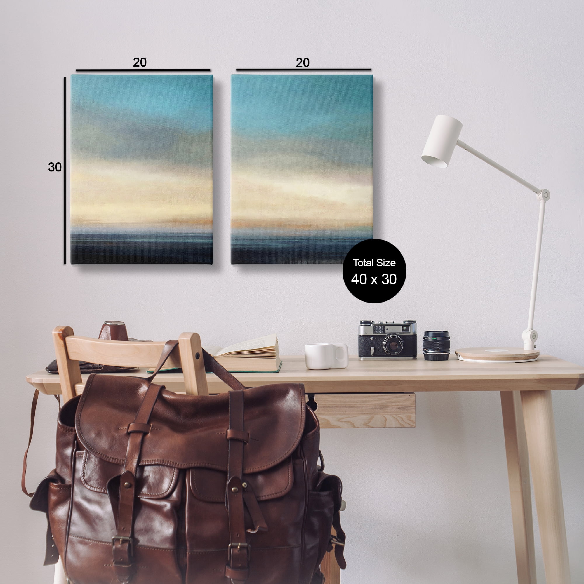 Stupell Industries Calm Tranquil Sea horizon Landscape & Nature Painting Wrapped Canvas Art Print Wall Art, 20 x 30, Set of 2
