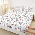 thumbnail image 3 of Homewish Rustic Bohemain Fish Twin Sheet Sets,Country Farmhouse Cabin Twin Fitted Sheet,White Orange Flat Sheet For Boys Kids,Breathable Home Decor,3 Pieces, 3 of 7