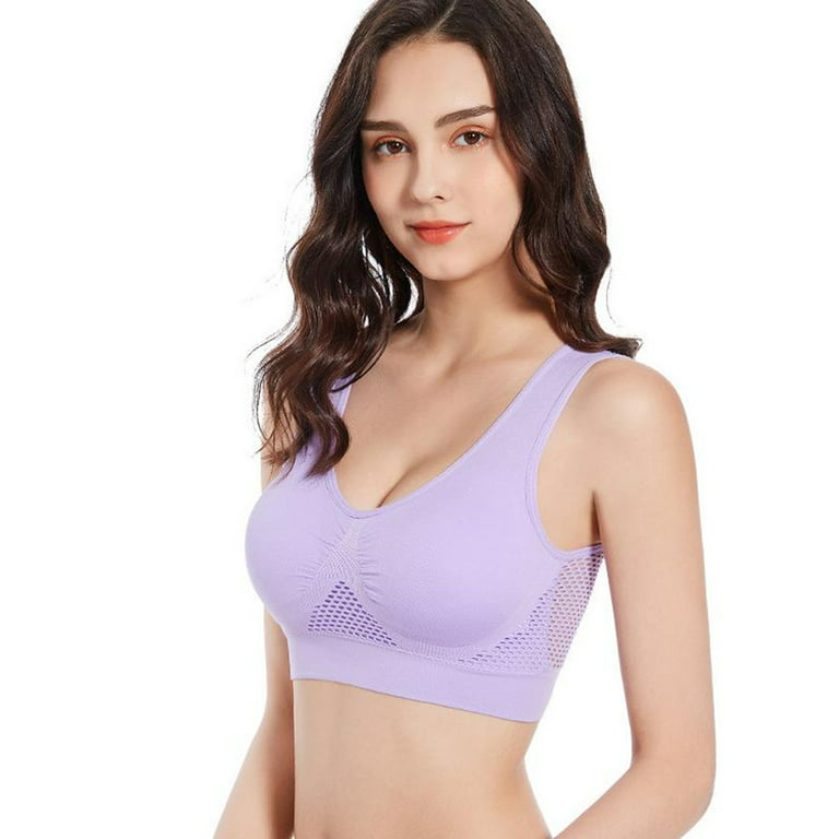 Hfyihgf On Clearance Mesh U Back High-Impact Sports Bras for Womens Plus  Size Comfort Seamless Pullover Bra with Built-In Cups(Purple,XL)