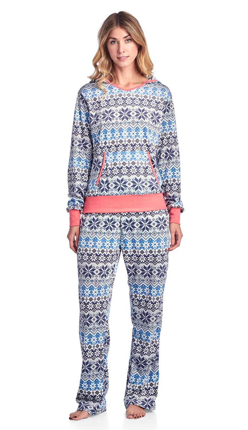 Ashford & Brooks Womens Mink Fleece Hoodie Pajama Set