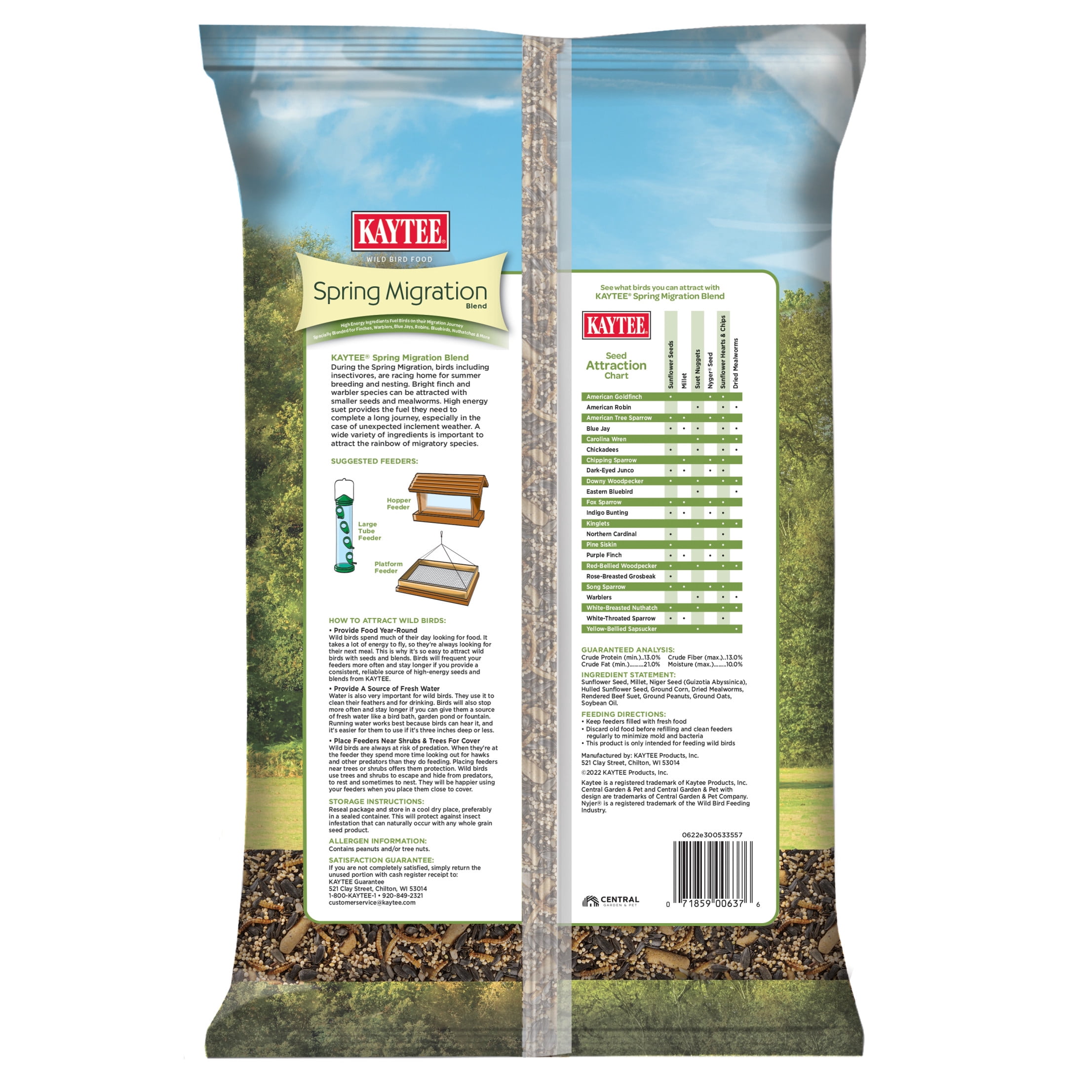 Kaytee Spring Migration Wild Bird Feed with High Energy Ingredients for Migratory Birds, 8 lbs