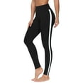 thumbnail image 4 of CQONEPT Womens Yoga Pants Side Striped High Waist Lounge Leggings Loungewear Tummy Control Skinny Sports Running Pant Black 2XL, 4 of 5