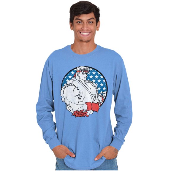Street Fighter Vintage Video Game Men's Long Sleeve Tee T Shirt Brisco Brands S