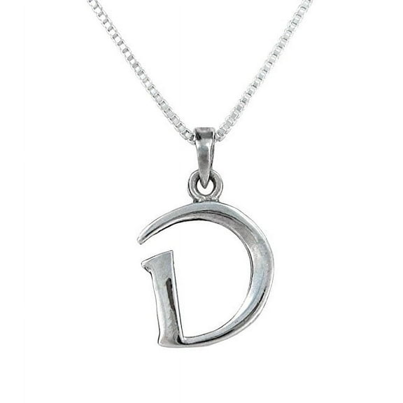 Sterling Silver Initial Charm Necklace, Letter D