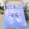 thumbnail image 2 of Feelyou Dreamy Bow-tie Child Twin Sheet Sets, Cartoon Princess Bowknot Twin Fitted Sheet, Bling Stars Sequin Print Flat Sheet, Luxury Bedroom Decor, 3 Pieces, 2 of 7