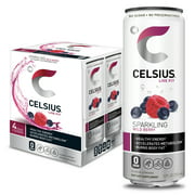 CELSIUS Sparkling Wild Berry Fitness Drink, Zero Sugar, 12oz. Slim Can, 4 Pack