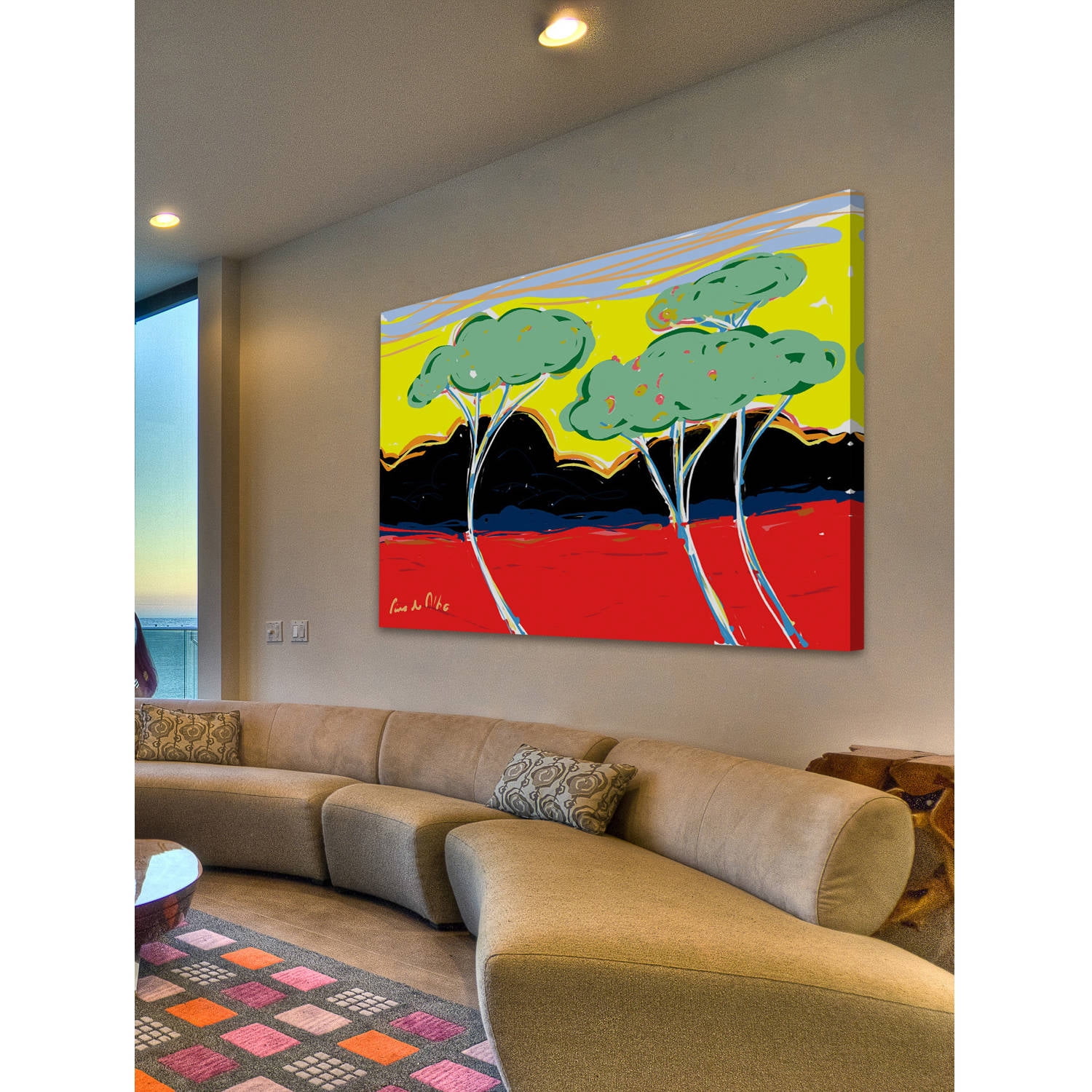 Marmont Hill "Juan Les Pins 1" by Arthur Pina Painting Print on Wrapped Canvas