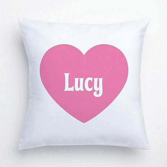 Personalized Pink Heart Throw Pillow