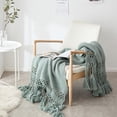 thumbnail image 3 of SDFGTstore Nordic Sofa Chunky Knitted Throw Blanket with Tassels Stylish Hand-Knit Hollow Out Solid Color Air Conditioning Shawl Cover Photo Props for Bed Chair Couch, 3 of 17