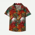 thumbnail image 5 of Xudanell Boys Button Down Shirt Holiday Beach Floral Tops Button up Holiday Shirts for Teens Red 7-8 Years, 5 of 5