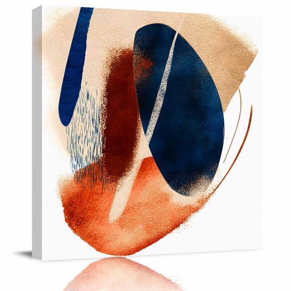 Wall Art Prints, Navy Blue Burnt Orange Framed Canvas Prints for Bedroom Living Room Bathroom Office, Abstract Contemporary Geometric Gallery Wrap Wall Art Poster for Gifts Home Decor 12"x12"