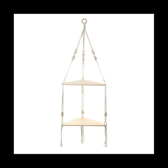 Estantes con Estante de Madera 1 Estante Hecho a Mano para Plantas Colgantes y DecoracióN con Cuerda de Macramé y Estante