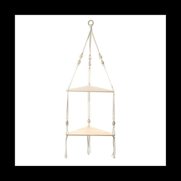 Estantes con Estante de Madera 1 Estante Hecho a Mano para Plantas Colgantes y DecoracióN con Cuerda de Macramé y Estante