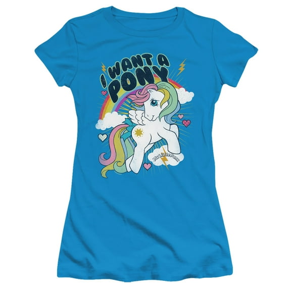 My Little Pony Retro I Want A Pony S/S Junior Women's T-Shirt Sheer-Turquoise