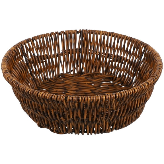 HAMPPLIES Round Woven Storage Basket Brown 1Pack 8.7In