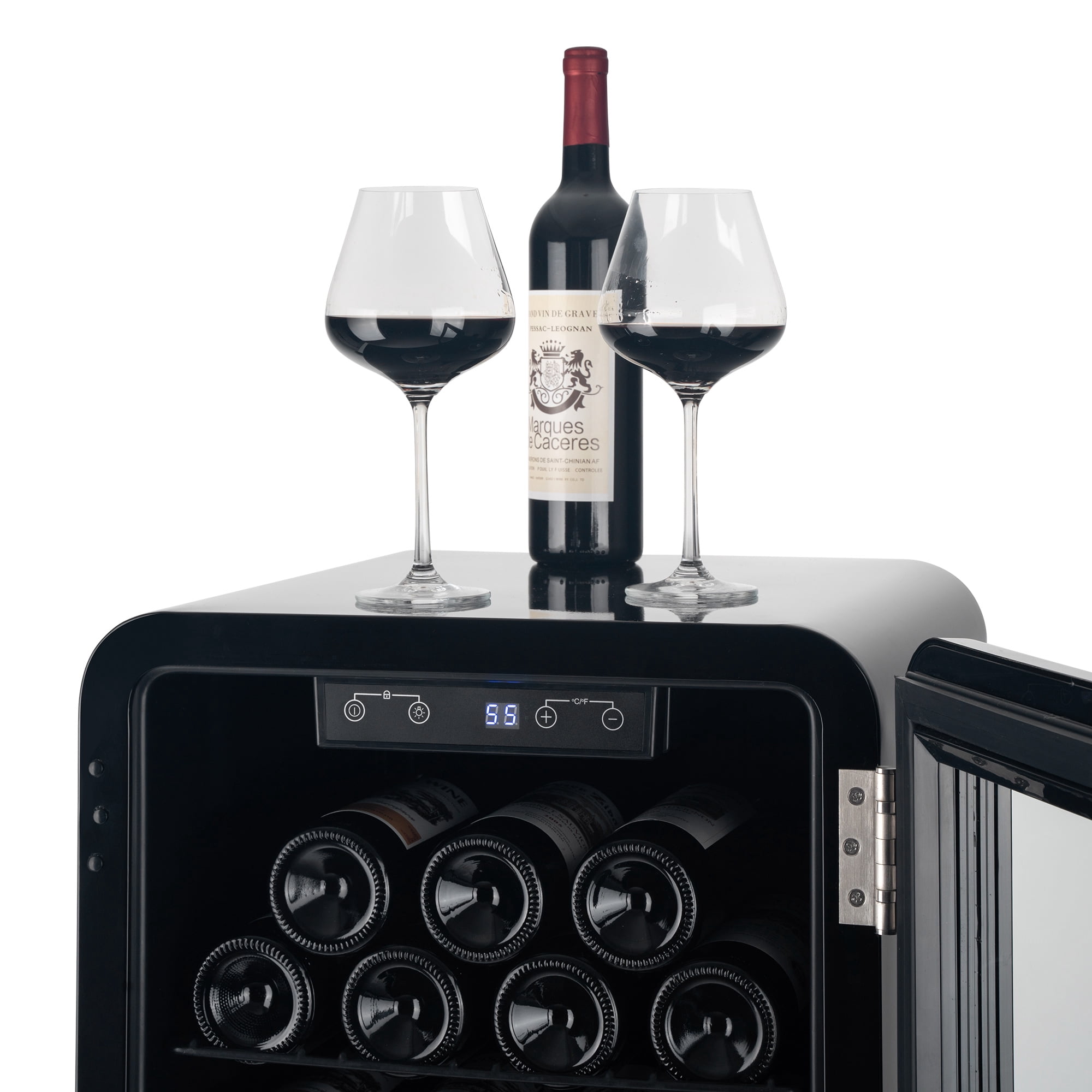 LYPER Wine Cooler Countertop Freestanding Wine Cellars Compressor System Champagne Chiller Digital Temperature Control UV-Protective Finish Max Load 24 Standard Bottle