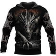 thumbnail image 4 of Sudadera con capucha y estampado 3D de dragón y tatuaje de manga larga para otoño e invierno, unisex, estilo informal, 4 of 5