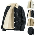thumbnail image 2 of ZCFZJW Men's Winter Sherpa Lined Fleece Cargo Jacket Trendy Plush Thick Warm Soft Cotton Button Down Long Sleeve Cardigan Outerwear Coat with Pockets White XL, 2 of 9