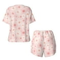thumbnail image 6 of "Wukai Chrysanthemum Women's Pajama Set - Short-Sleeve Top and Shorts with Elastic Waistband and Pockets for Loungewear, Yoga, and Casual Wear-Small, 6 of 8