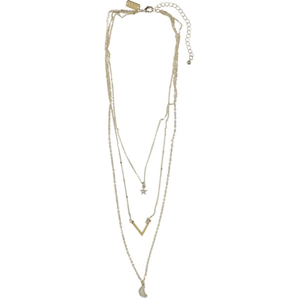Aeropostale - Colgante de collar para mujer, paquete de 3, metálico, 20 pulgadas