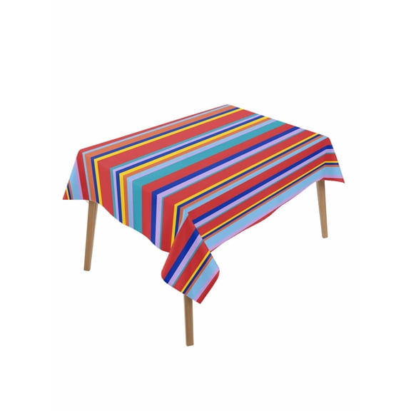 Rainbow Striped Table Cloth, Red Blue Yellow Geometric Abstract Waterproof Tablecloth for Rectangle Tables, Reusable Washable Fabric Table Cover for Restaurant Kitchen Dining Tables 60"x102"