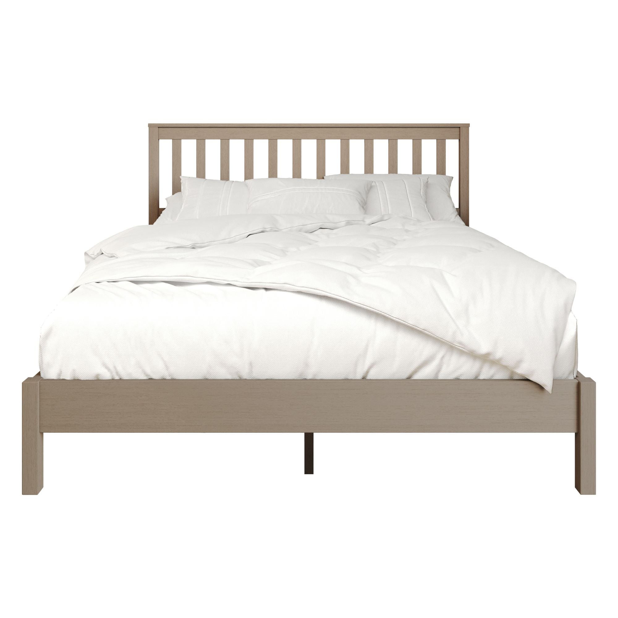 Home Design Fresno Twin Wood Platform Bed Frame with Open Slat Panel Headboard, Gray, Easy Assembly