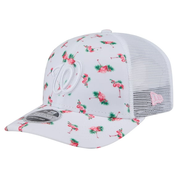Men's-New Era White Washington Nationals Flamingo Mesh Back 9SEVENTY Stretch-Snap Hat