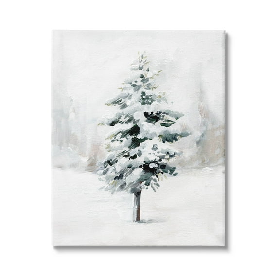 Wintery Snow Tree Scene Holiday Graphic Art Gallery Wrapped Canvas Print Wall Art