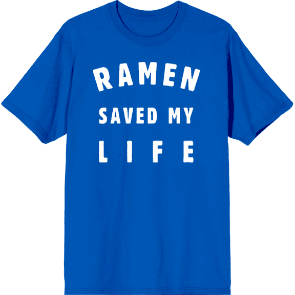 Ramen Saved My Life Adult Royal Blue Crew Neck Short Sleeve Tee-Medium