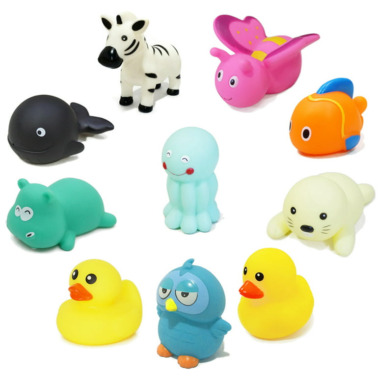Yucurem 13pcs Kids Bath Toys Animals Pinching Water Toy Squeeze-sounding  Dabbling Toys
