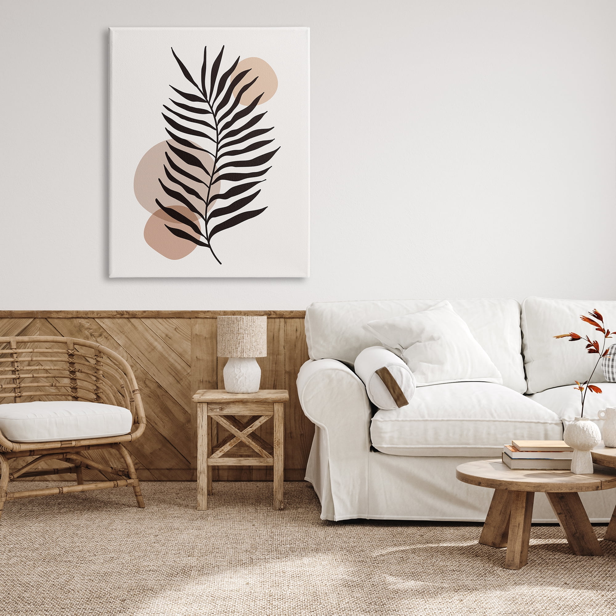 Stupell Industries Beige Boho Frond Botanical & Floral Painting Gallery Wrapped Canvas Print Wall Art, 36 x 48