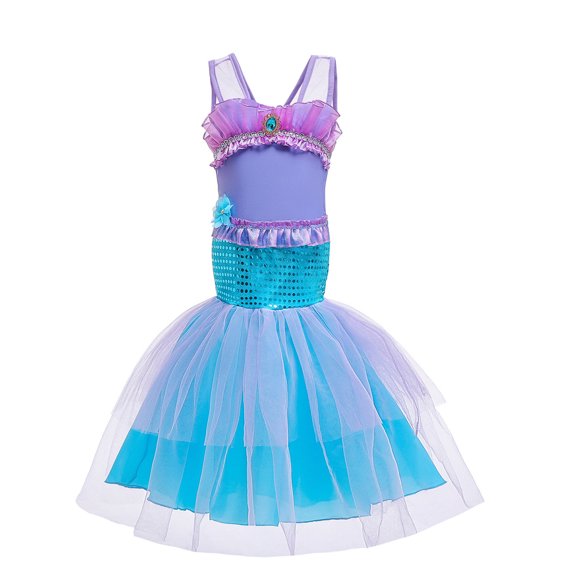 HAWEE Little Mermaid Fancy Dress Up Outfit for Girls Halloween Princess Costume Ariel Clothes Carnival Fairy Dress