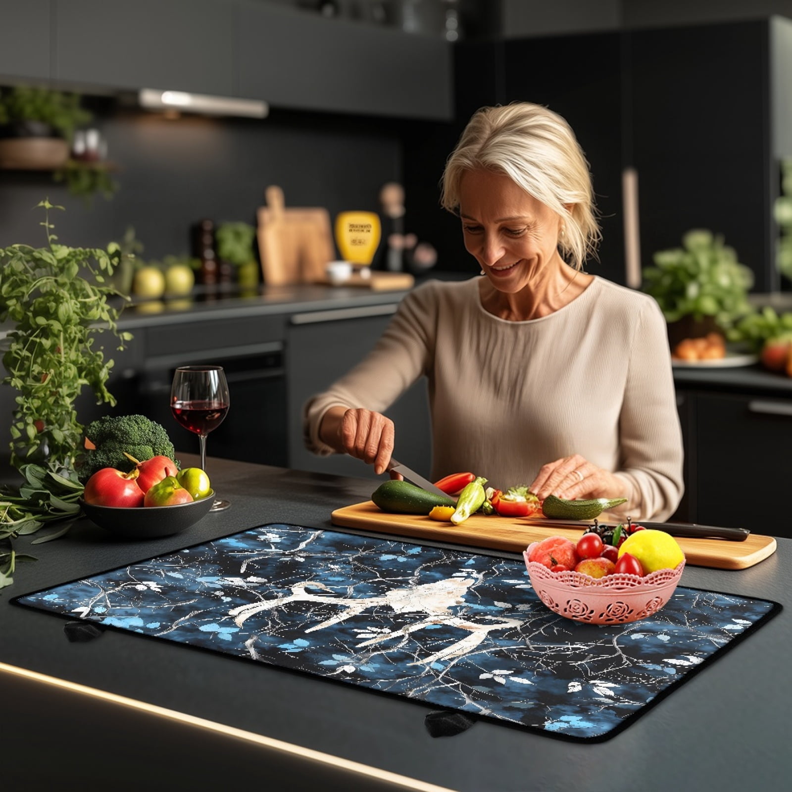 Renewold Electric Stove Cover Glass Stove Top Cover Heat Resistant Anti-slip Stovetop Protector Cover Cooktop Mat Extra Counter Space Extra Large, Deer Skull Camo Hunting Forest