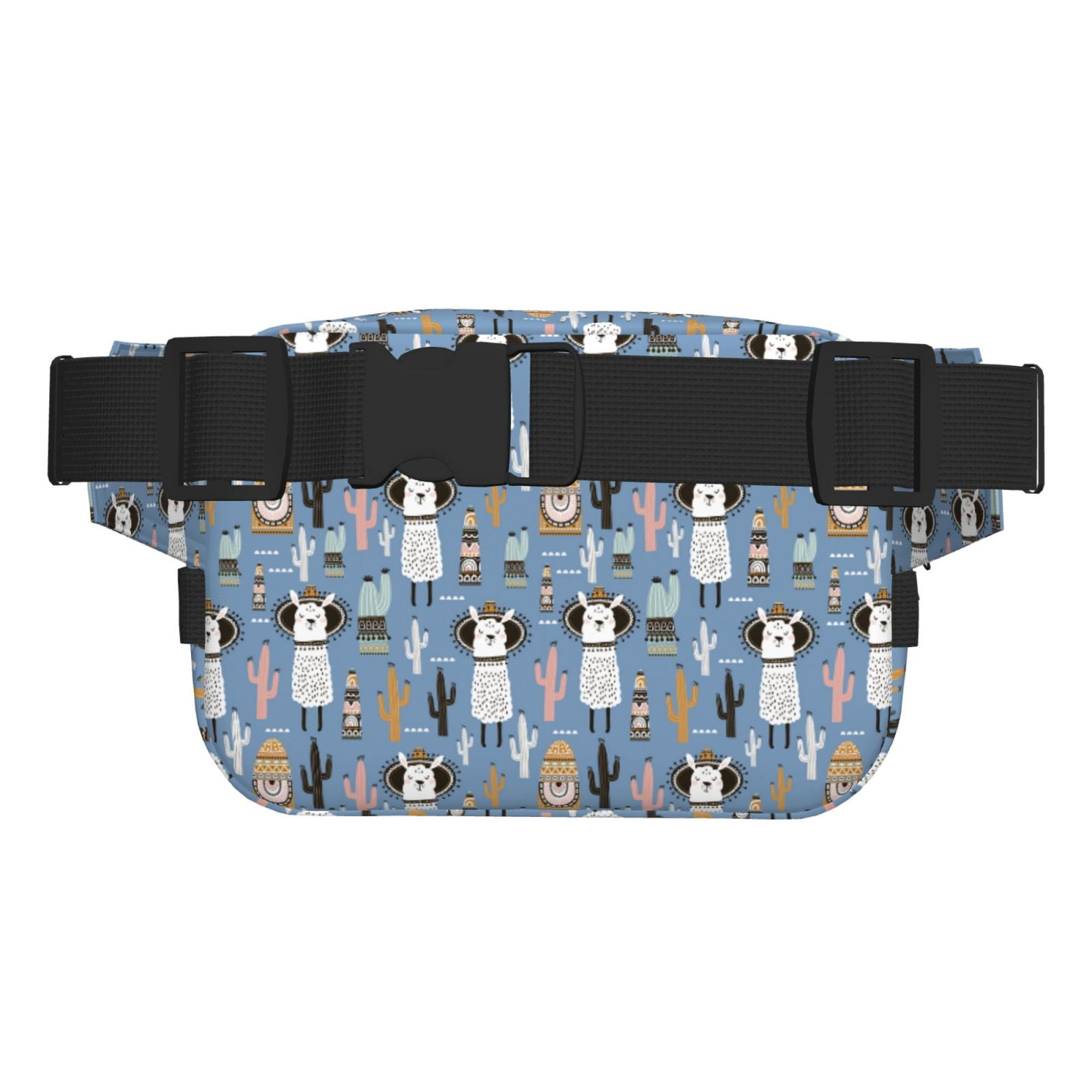 Picia Llamas And Cactus Print Square Double-Layer Waist Bag Mini Adjustable Waist Belt Bag Exercise Running Travel Hiking
