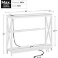 thumbnail image 2 of SSyao 2 Tier X-Design Console Table Sofa Side Table with Storage Shelf for Living Room Narrow Space, Entryway and Hallway-with Power Outlet-White, 2 of 10