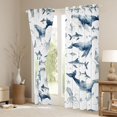 thumbnail image 3 of Manfei Ink Ocean Whale Blackout Curtains Set of 2 (38x54 Each), Kawaii Shark Living Room Curtains, Navy White, 3 of 6