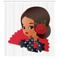 thumbnail image 3 of Ambesonne Spanish Shower Curtain, Chibi Flamenco Costume, 69"Wx75"L, Multicolor, 3 of 3