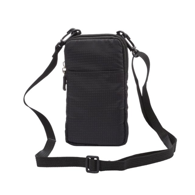 Eigraketly Bolso de lona a cuadros, bolso ligero y moderno para diario, cinturón, bolso para teléfono móvil, bolso colgante, funda protectora Mochilas de mochilero negro