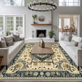 thumbnail image 3 of 5'x8' Area Rugs, Boho Blue Beige Indoor Outdoor Area Rug for Living Room Bedroom, Ethnic Southwestern Retro Geometric Washable Bathroom Rugs Kitchen Floor Carpet Mats Home Decor Aesthetic, 3 of 8