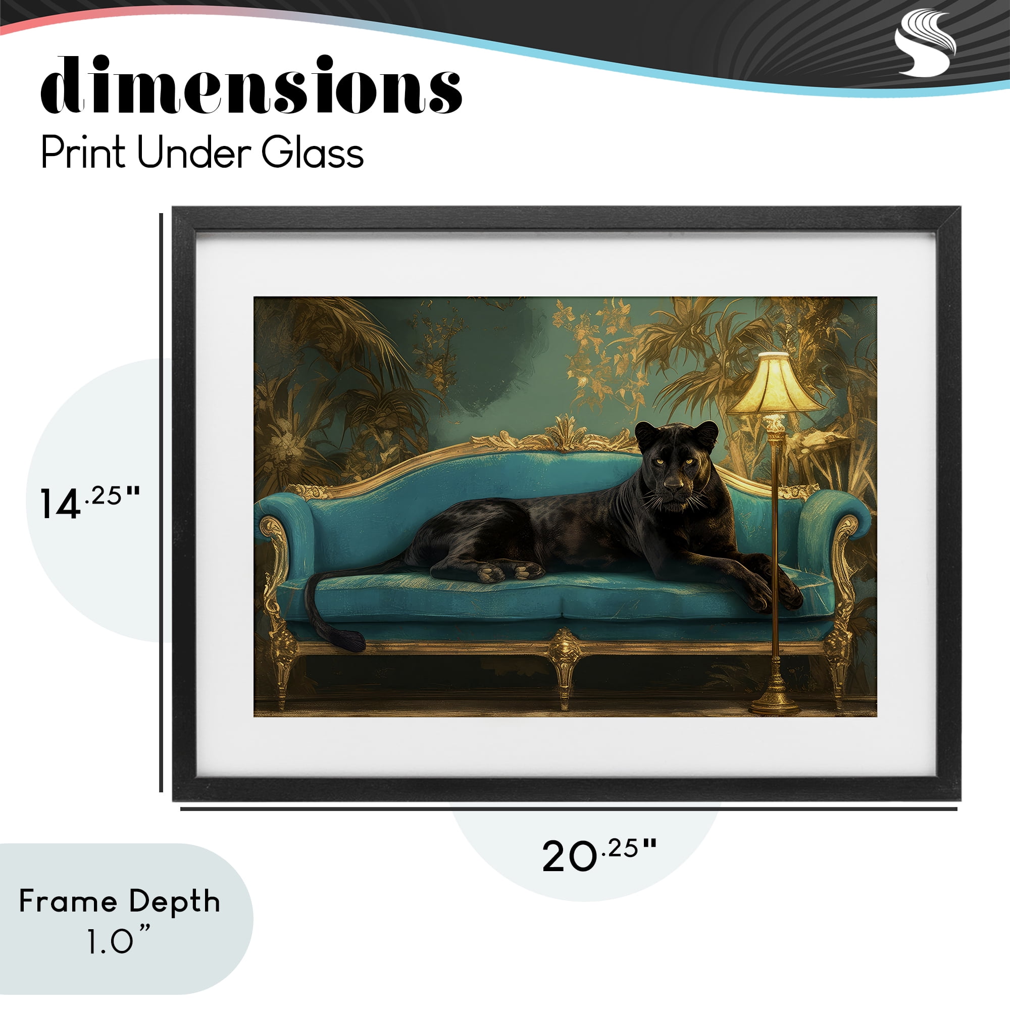 Stupell Industries Exotic Lounging Panther Black Framed Print Under Glass, design by Tina LeCour
