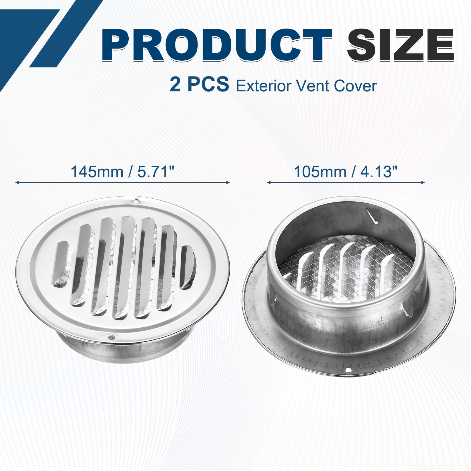 Uxcell 2pcs Stainless Steel Soffit Vent 4.3" Round Louver Grille Cover Air Vent Hood Soffit Exhaust with Screen Mesh for Wall Ceiling Mount Bathroom Garage Attic Ventilation