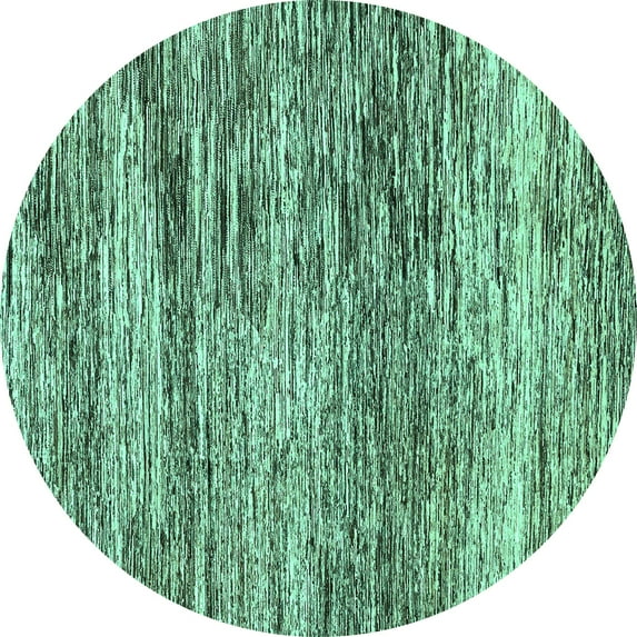 Ahgly Company Indoor Round Abstract Turquoise Blue Modern Area Rugs, 7' Round