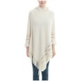 thumbnail image 4 of HBYJLZYG Womens Hooded Shawl Wrap Cape, Crochet Versatile Tassel Irregular Hem Sweater Tops, 4 of 6