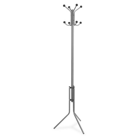 Lorell Tripod Base Metal Coat Rack - 4 Peg, 4 Hook - Metal - Silver (llr-02587)
