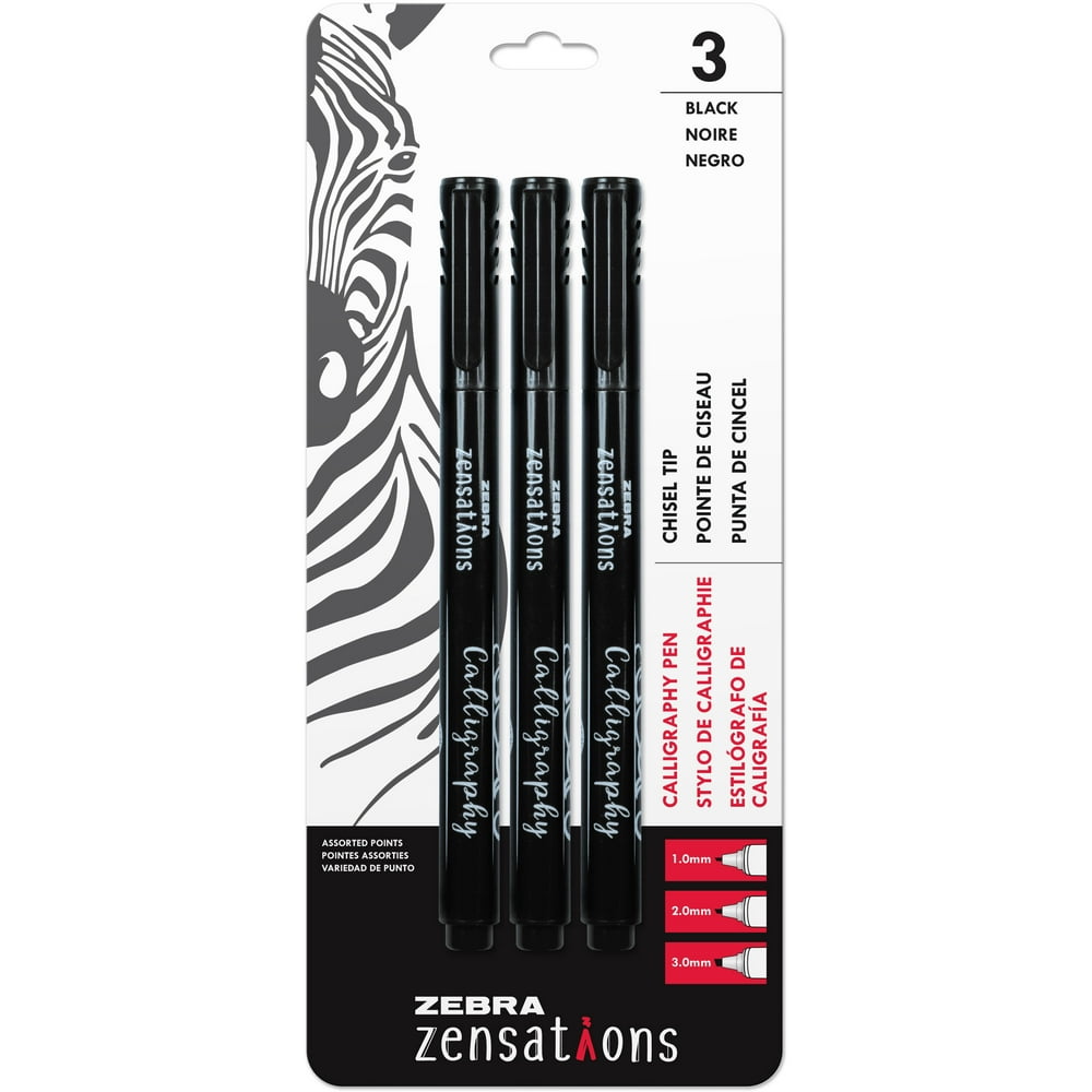 Zebra Pen Zensations Calligraphy Pen, Assorted Points, Chisel Tip